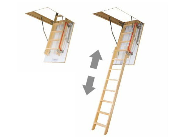 Bodentreppe H280 60x120 Holztreppe 120x60 Speichertreppe mit Handlauf LWK FAKRO 